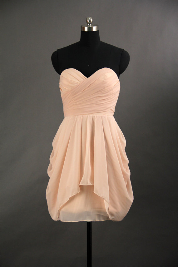 Short Bridesmaid Dresses, Knee Length Prom Dresses, Ruched Party Dresses , Backless Homecoming Dresses
